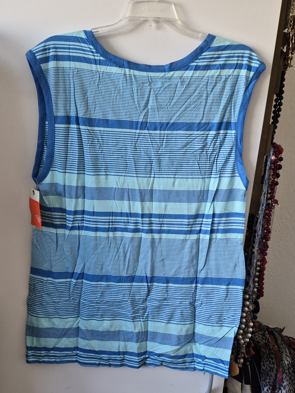Nike Womens Blue Striped V-Neck All Sports Tank Top Sz M - Picture 2 of 7